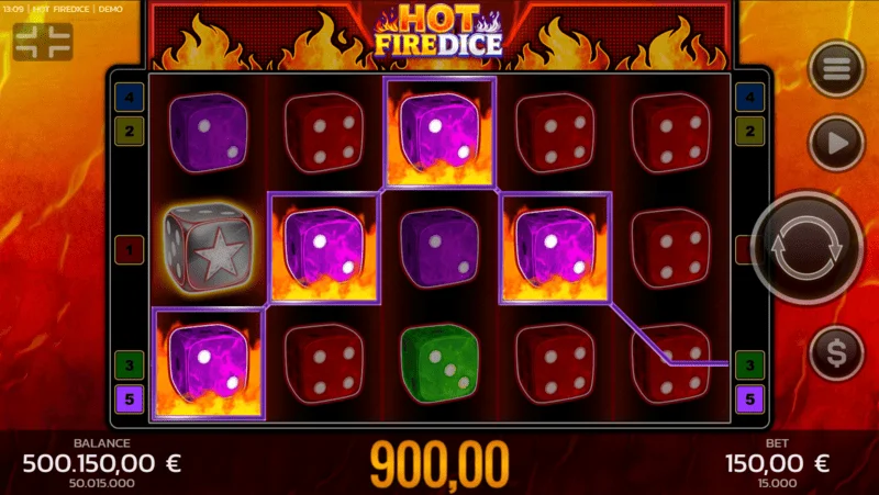 Hot Fire Dice - osnovna igra i šireći Fire Blaze simbol